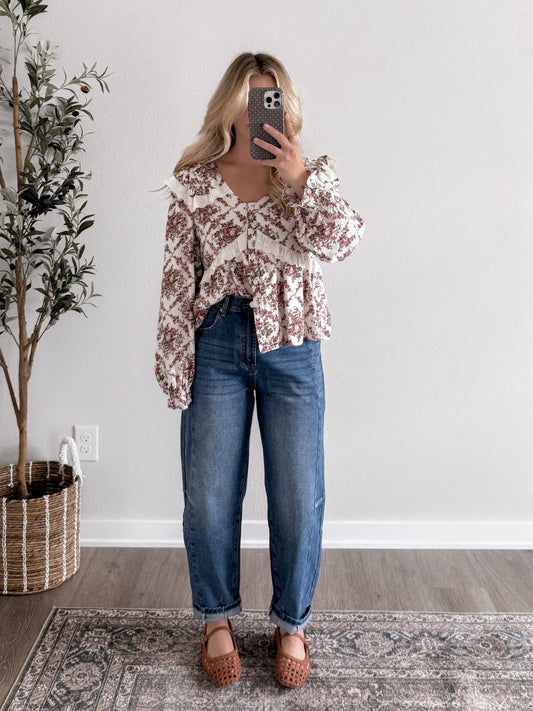 Antique Manor Floral Peplum Blouse