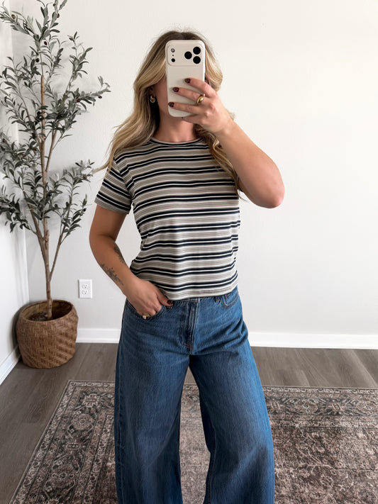 Old School Basic Stripe Tee / Navy