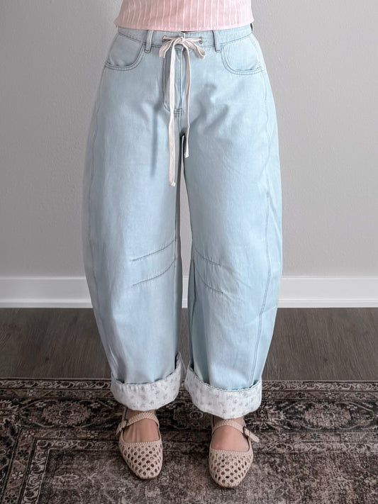 Poppy Floral Cuff Barrel Jean