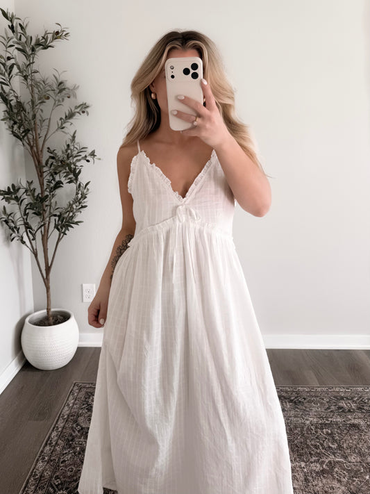 Porch Swing White Midi Dress (PREORDER EST SHIP 3.31)