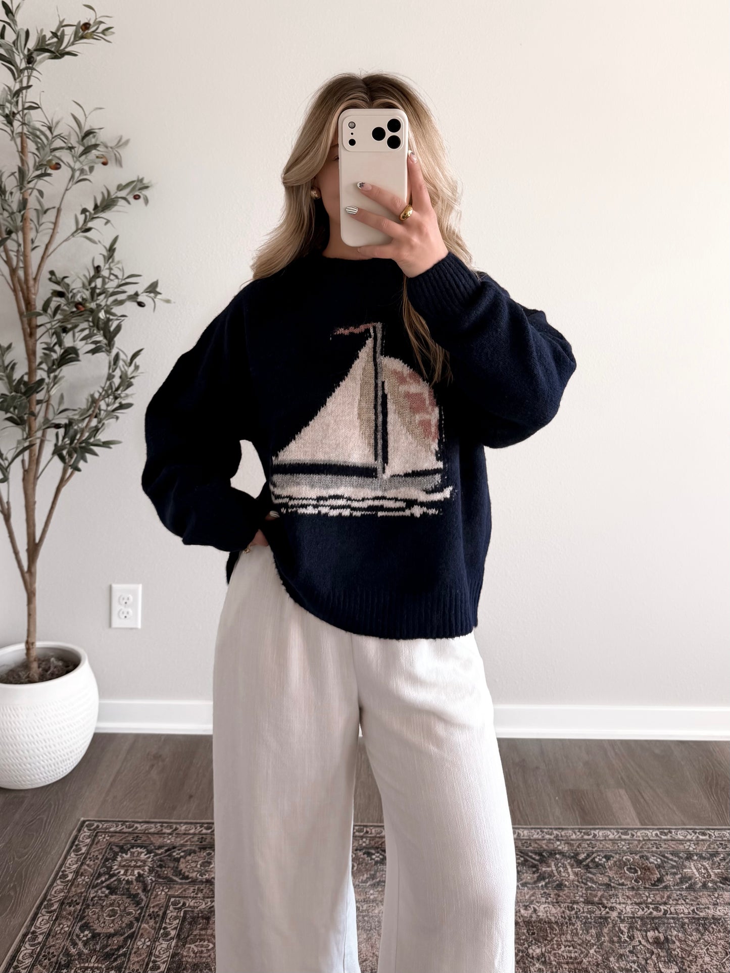 Sail Away Knit Sweater / Navy (Restocking Early August)