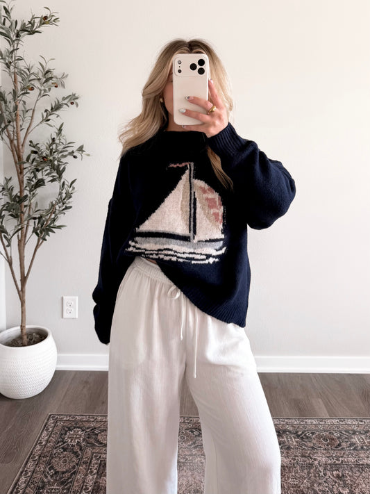 Sail Away Knit Sweater / Navy