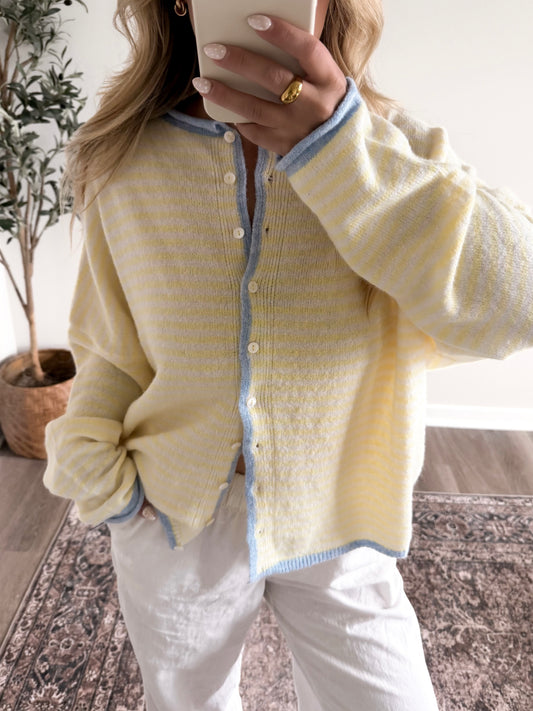Cozy Club Knit Cardigan / Butter Blue
