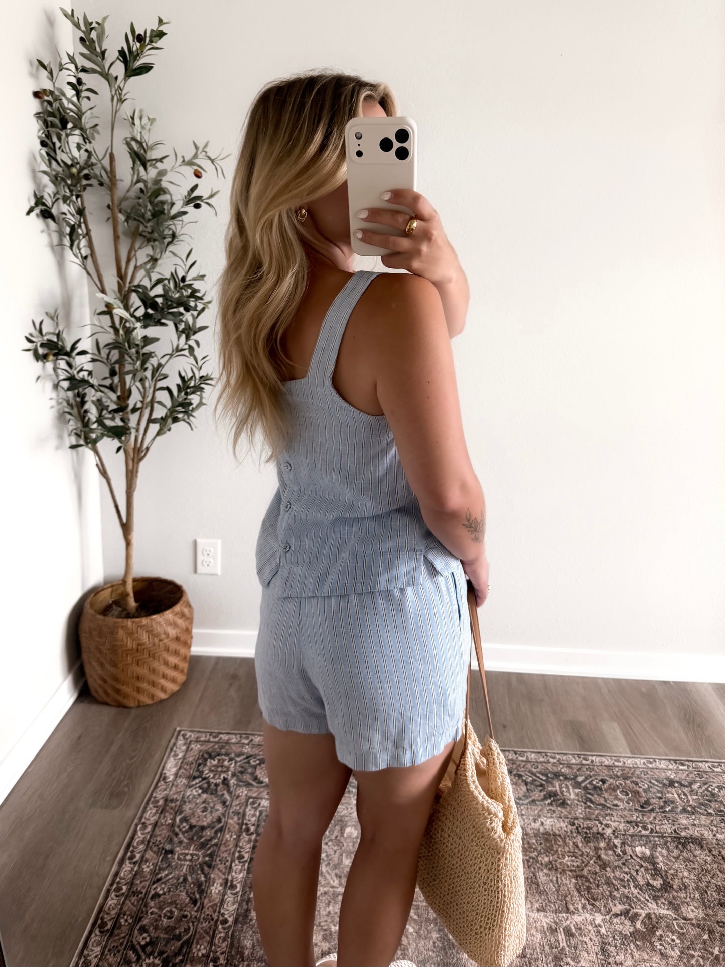 Daylight Striped Linen Short Set