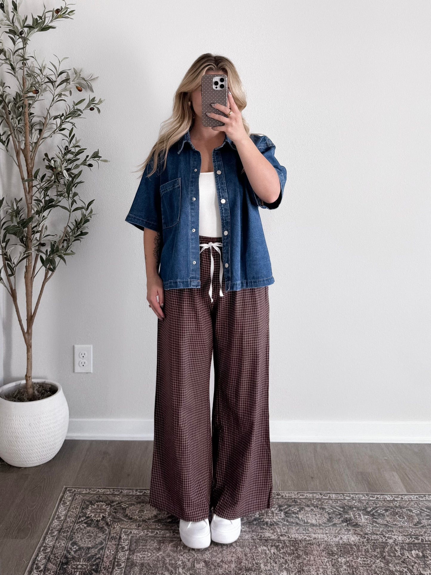 Cabin Grid Print Pants / Rich Brown