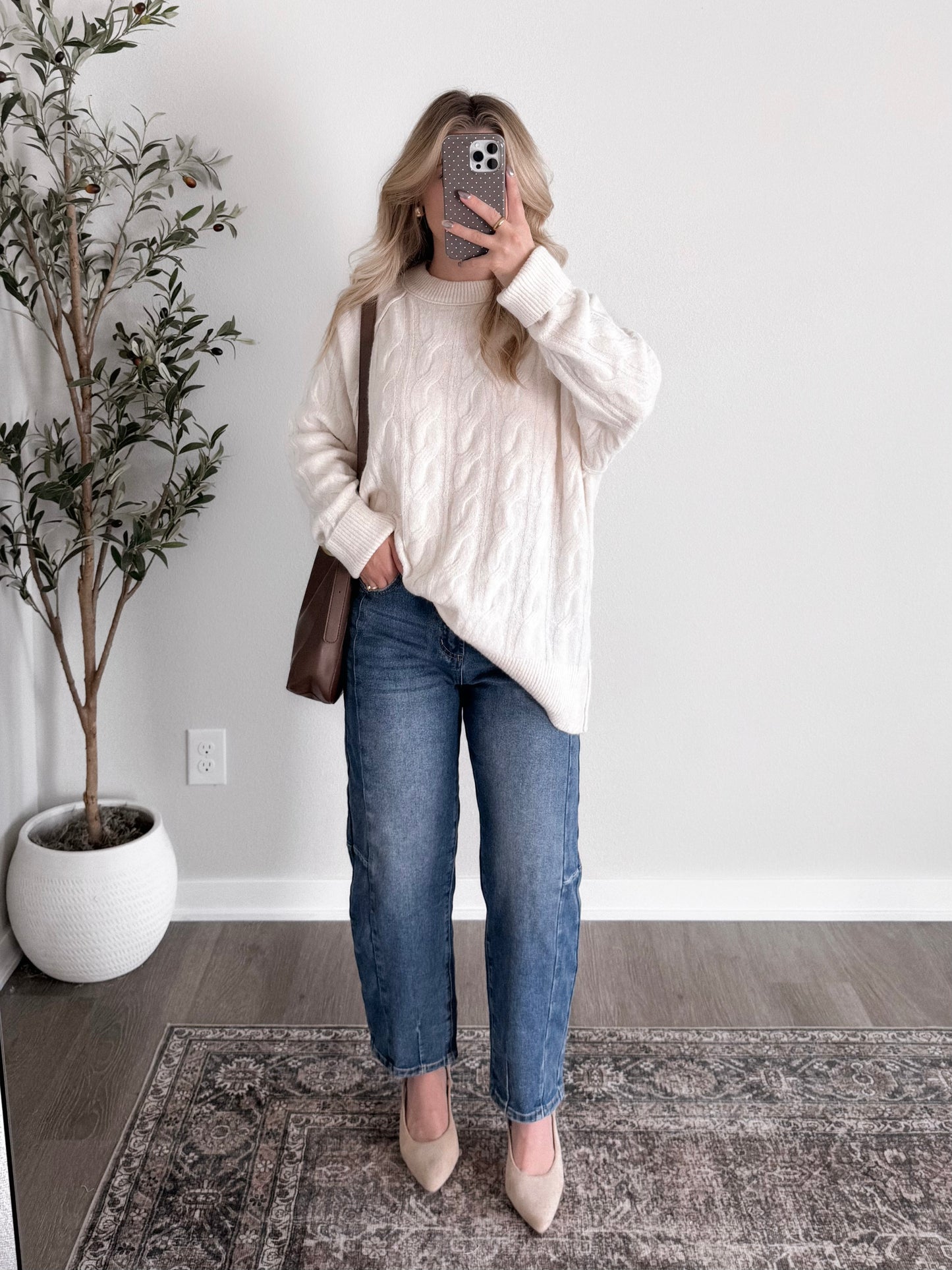 Gather Here Cable Knit Sweater / Cream