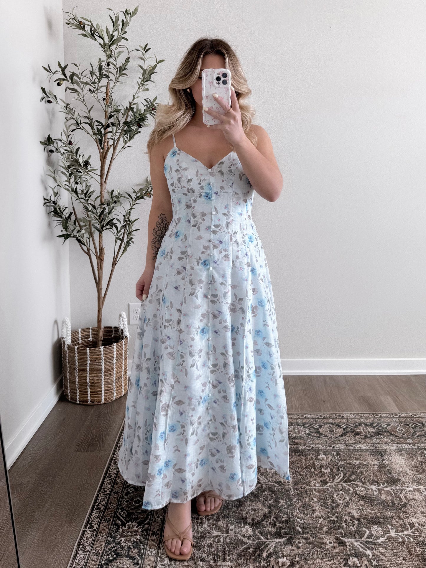 Spring Guest Floral Midi Dress
