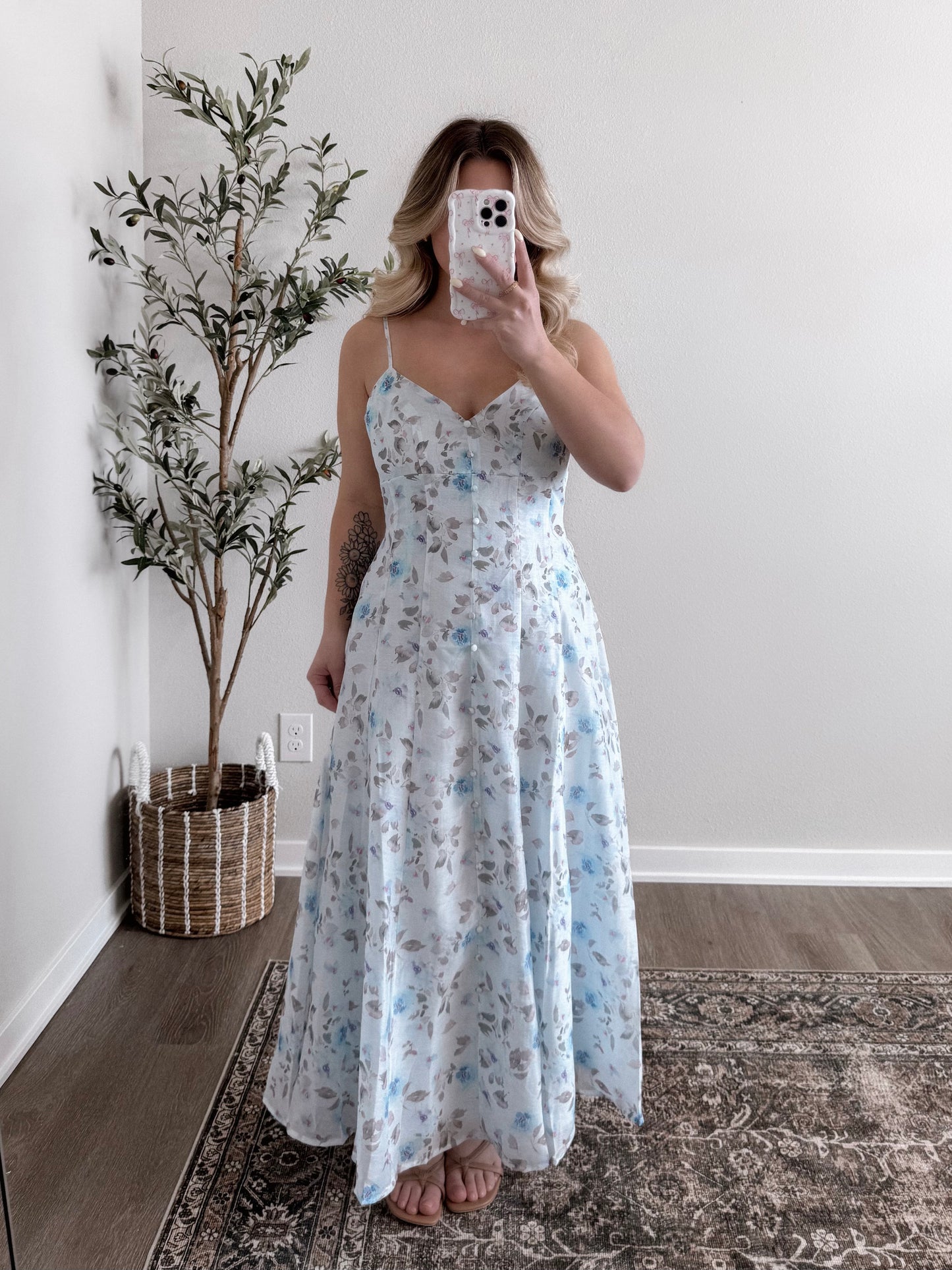 Spring Guest Floral Midi Dress