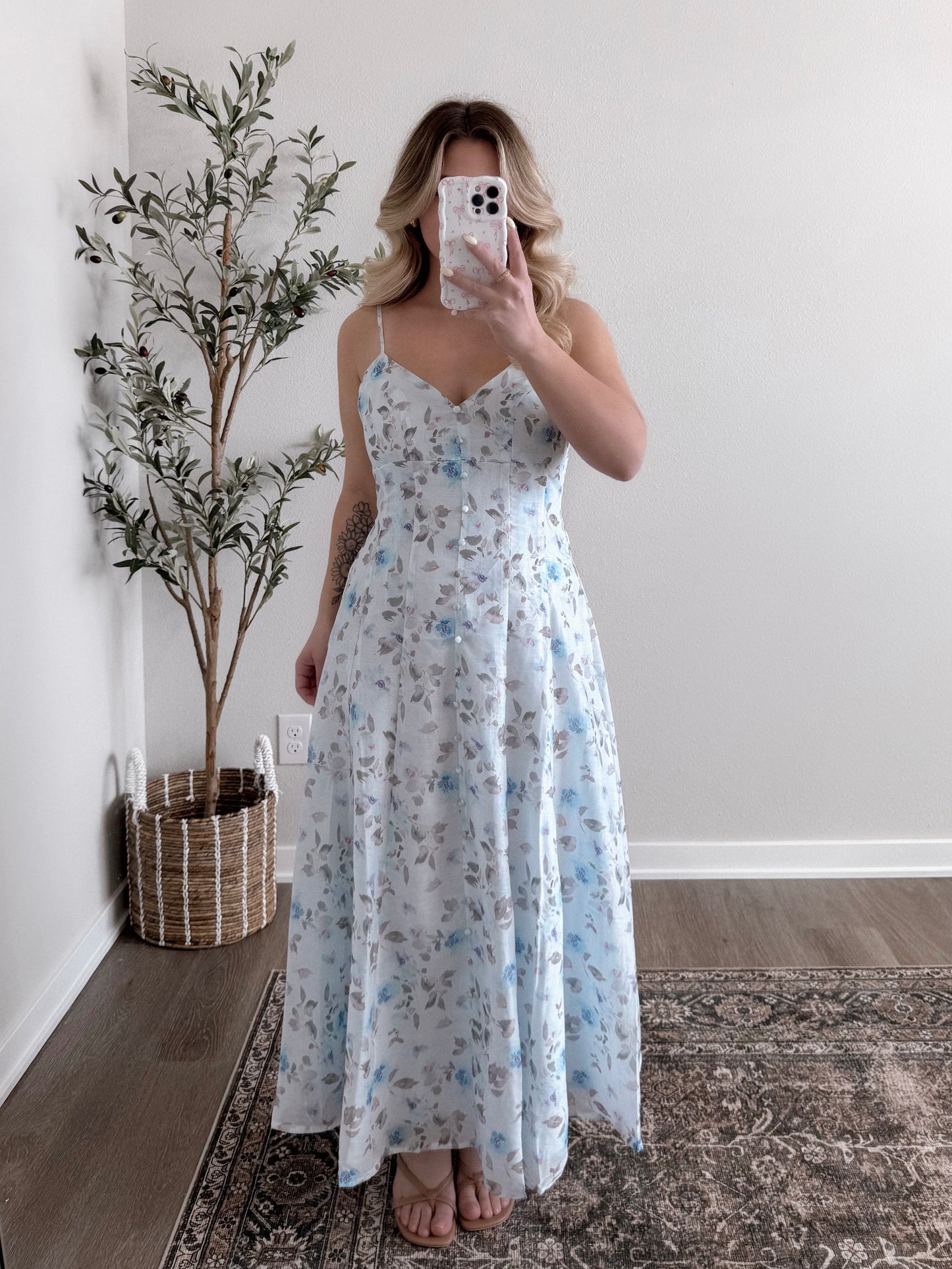 Spring Guest Floral Midi Dress