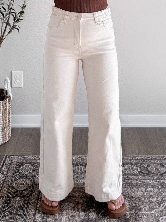 Sadie High Rise Crop Jean / Cream