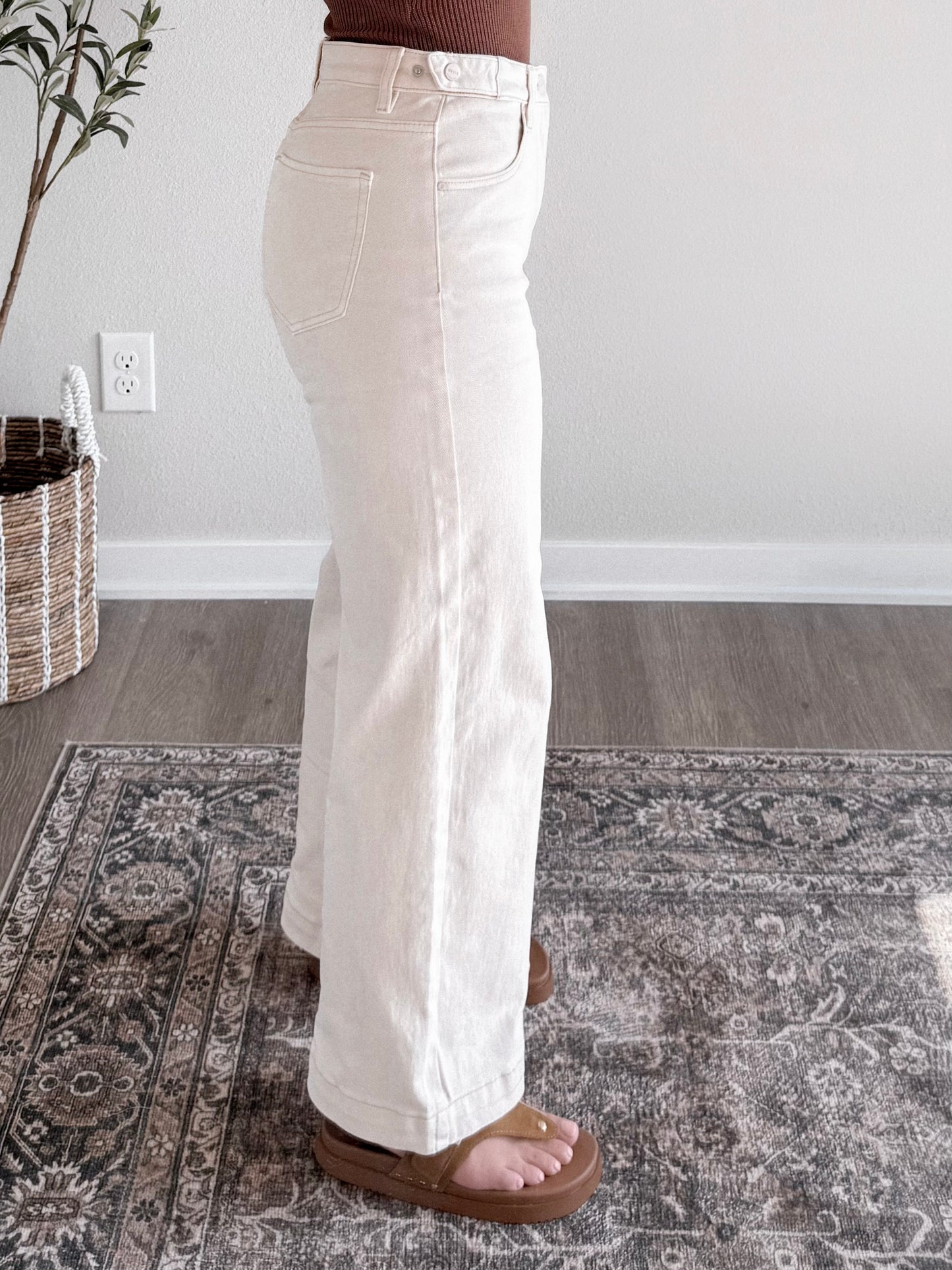 Sadie High Rise Crop Jean / Cream