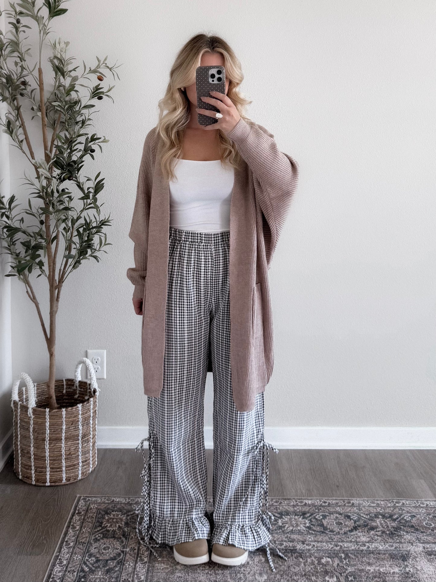 Cottage Gingham Tie Pant / Black