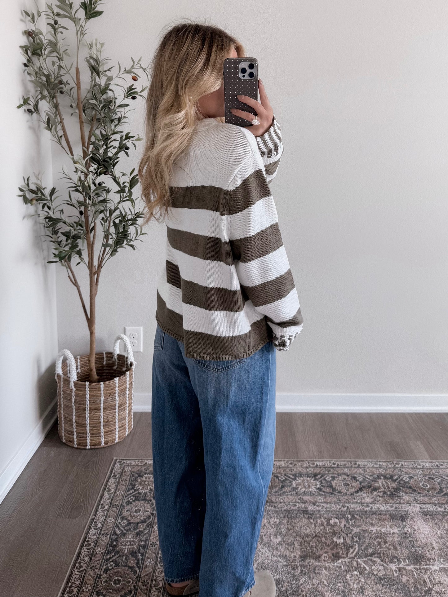 Lowen Striped Knit Sweater / Olive (Restocking Soon)