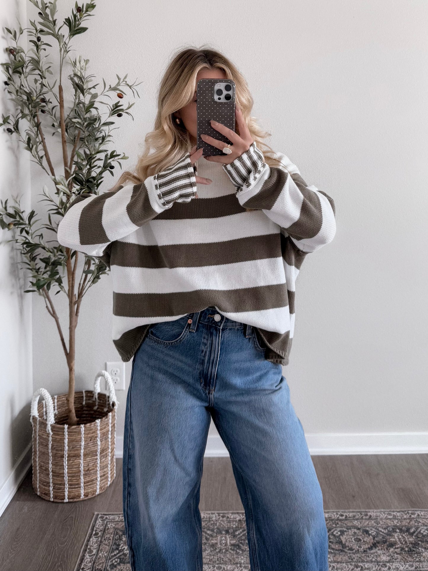Lowen Striped Knit Sweater / Olive (Restocking Soon)