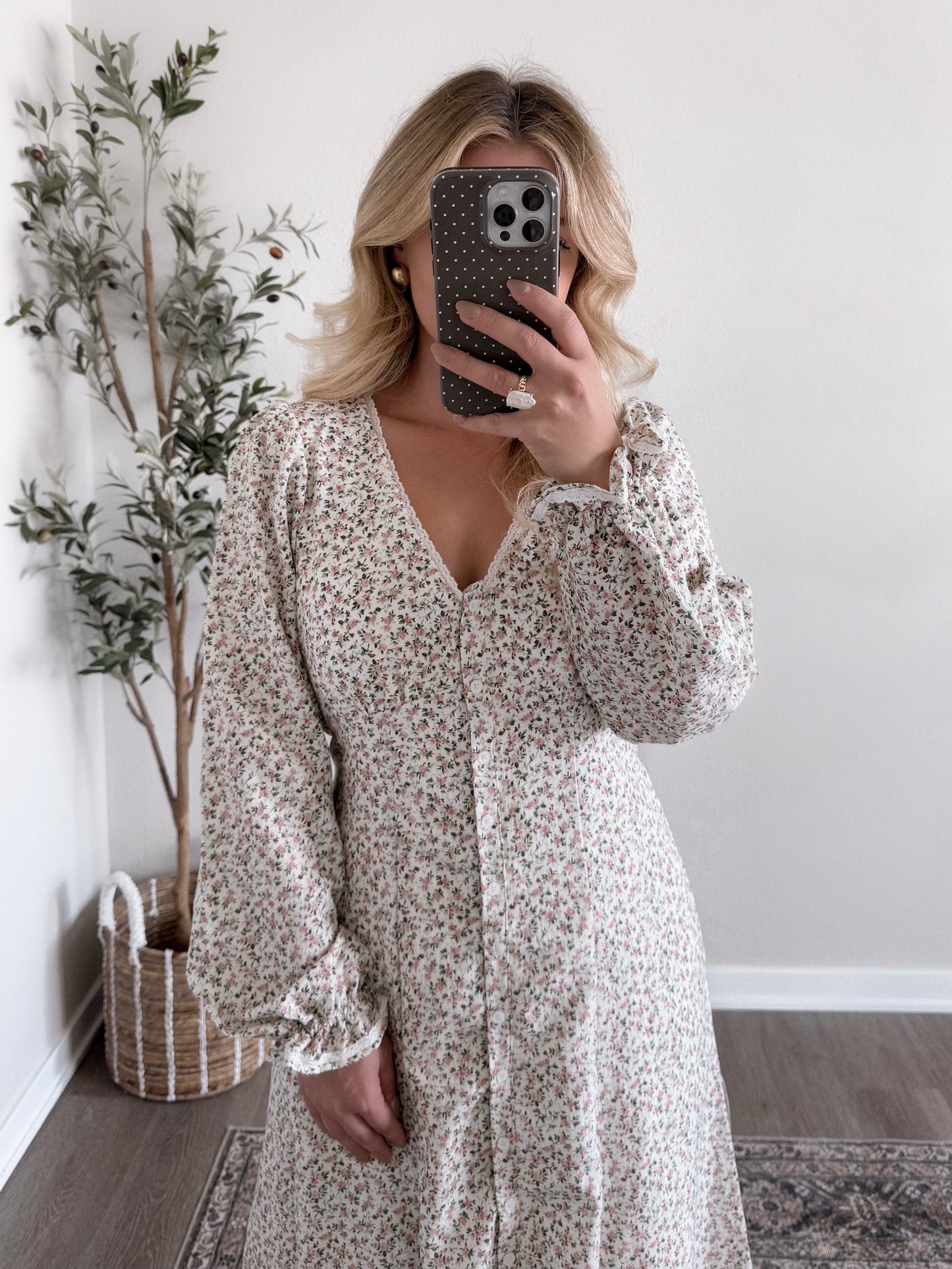Heritage Vintage Floral Midi Dress / Cream Rose