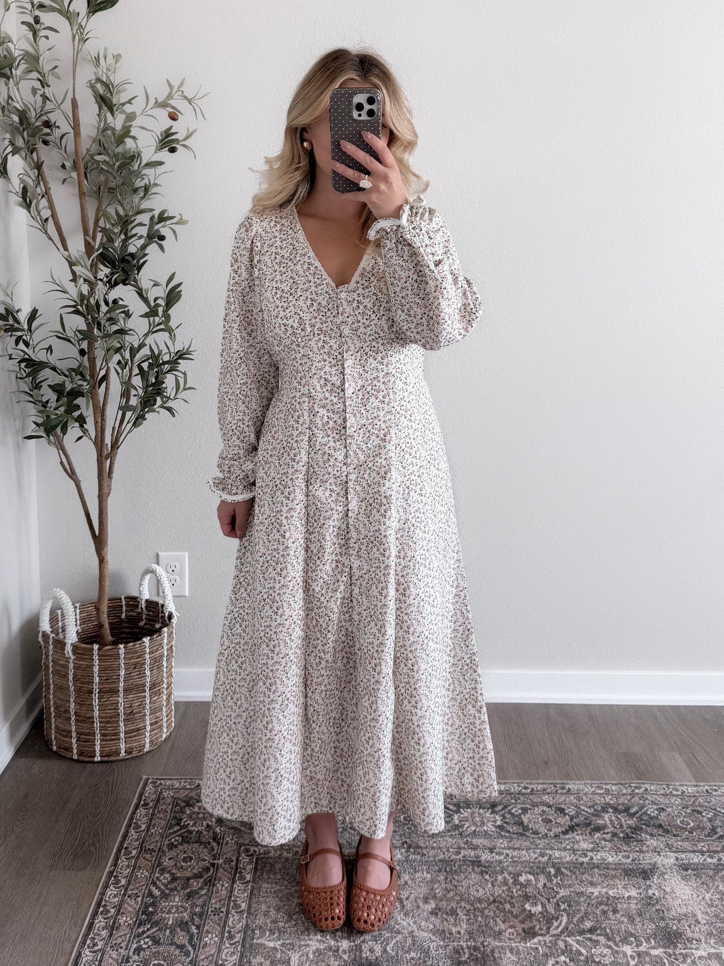 Heritage Vintage Floral Midi Dress / Cream Rose