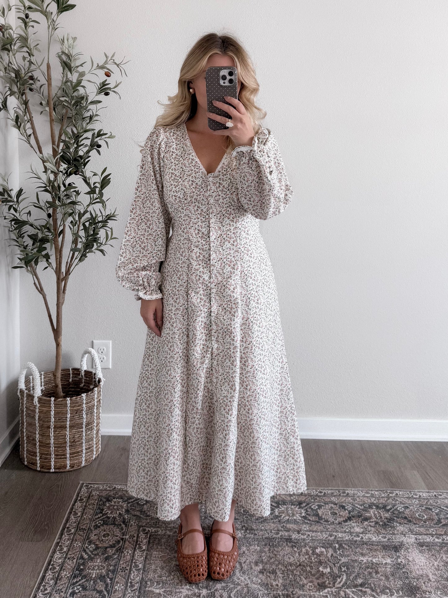 Heritage Vintage Floral Midi Dress / Cream Rose