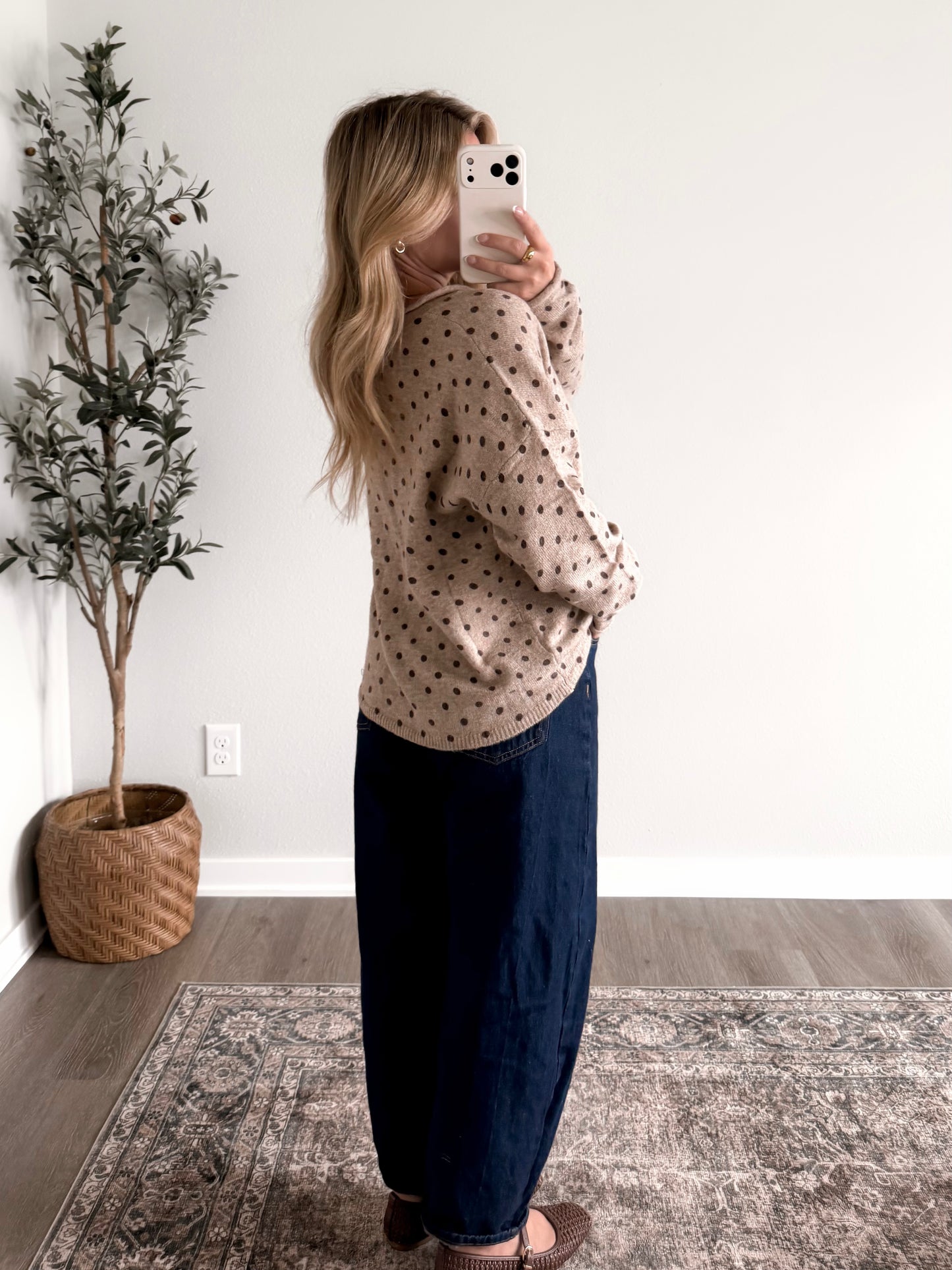 Cozy Club Knit Cardigan / Mocha Dot