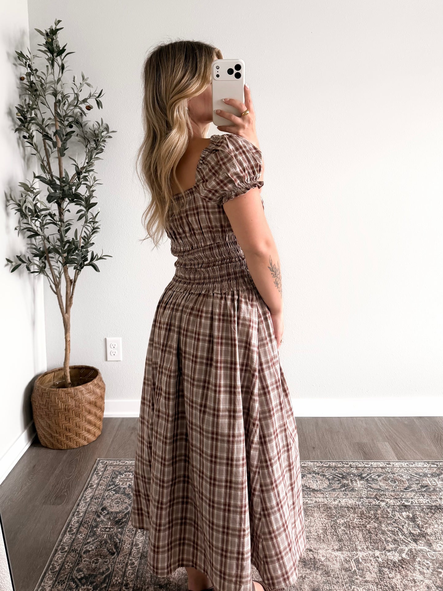 Cinnamon Picnic Plaid Dress