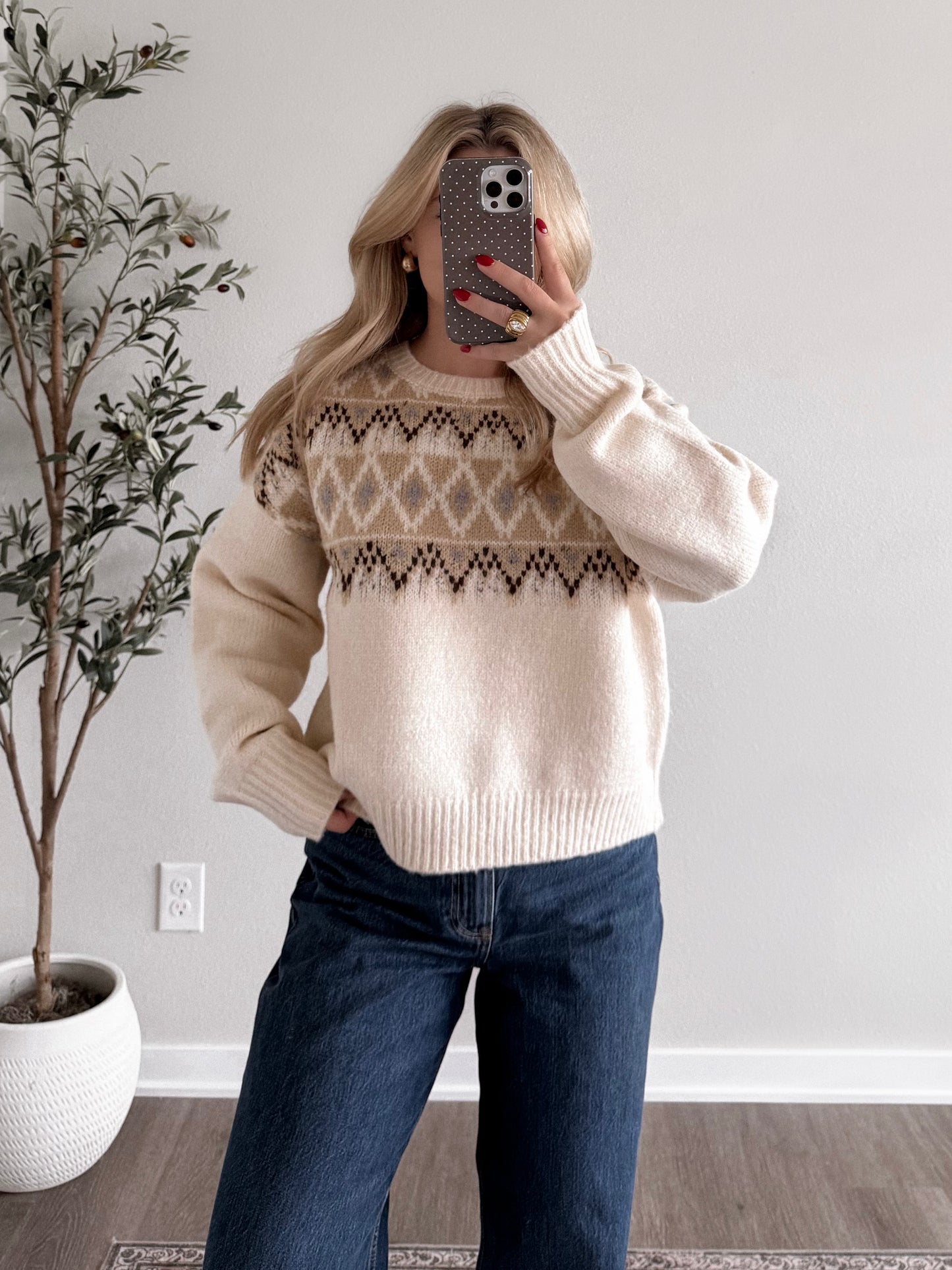 Cream & Coca Fair Isle Sweater