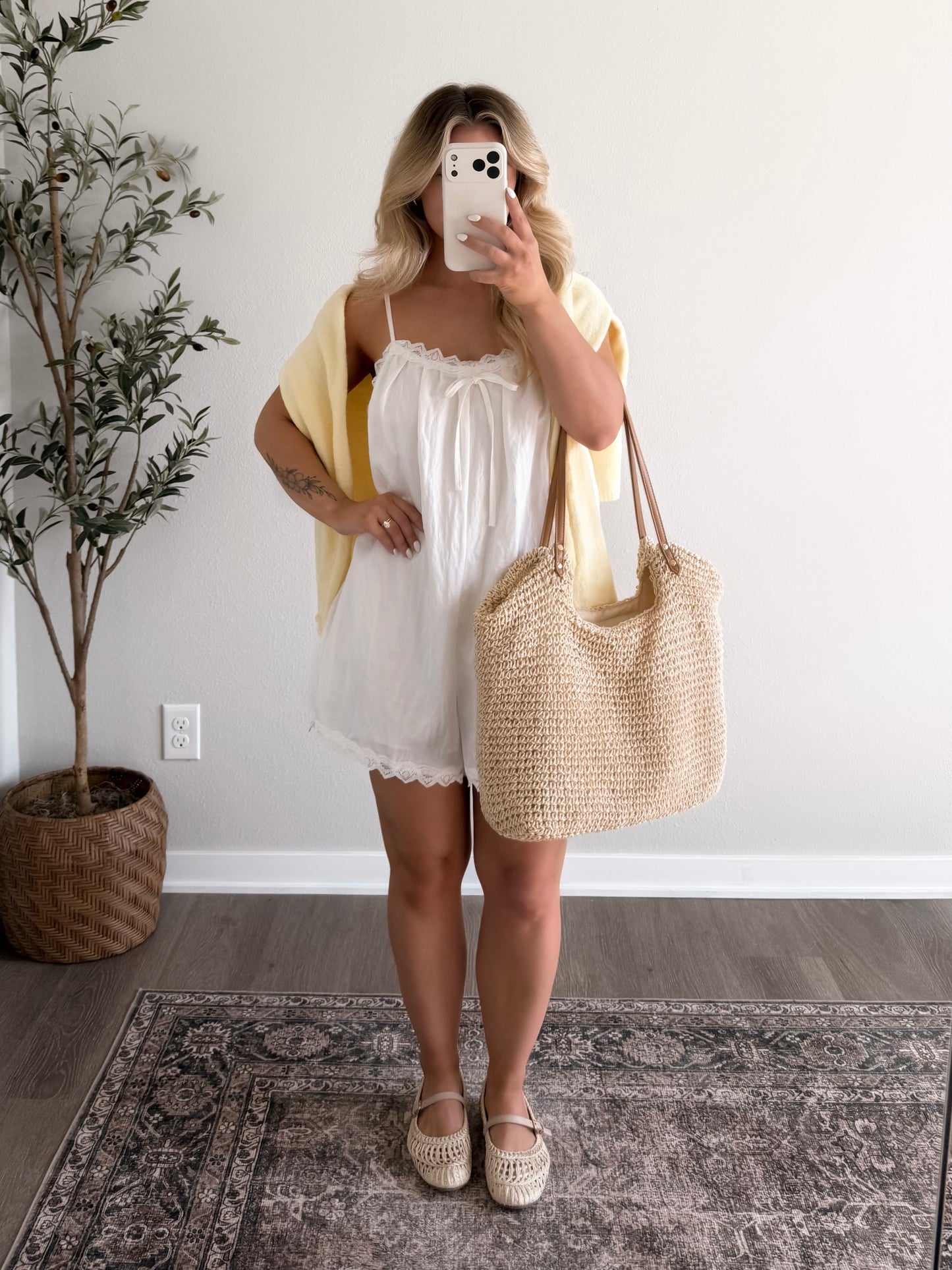 Fleurine Babydoll Romper / White