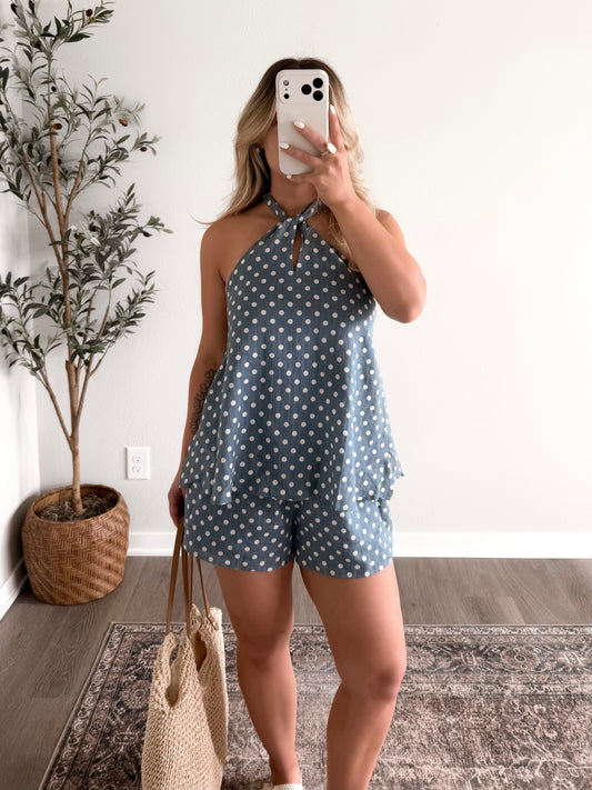 Dotty Gal Halter Short Set