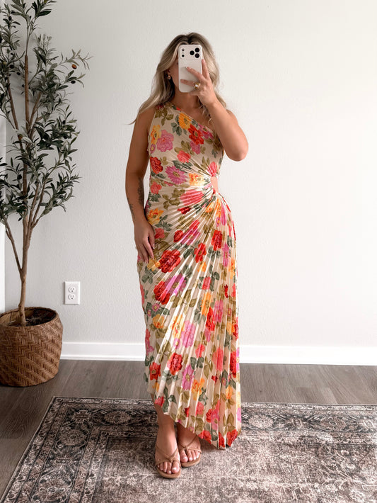 Florence Floral One Shoulder Derss