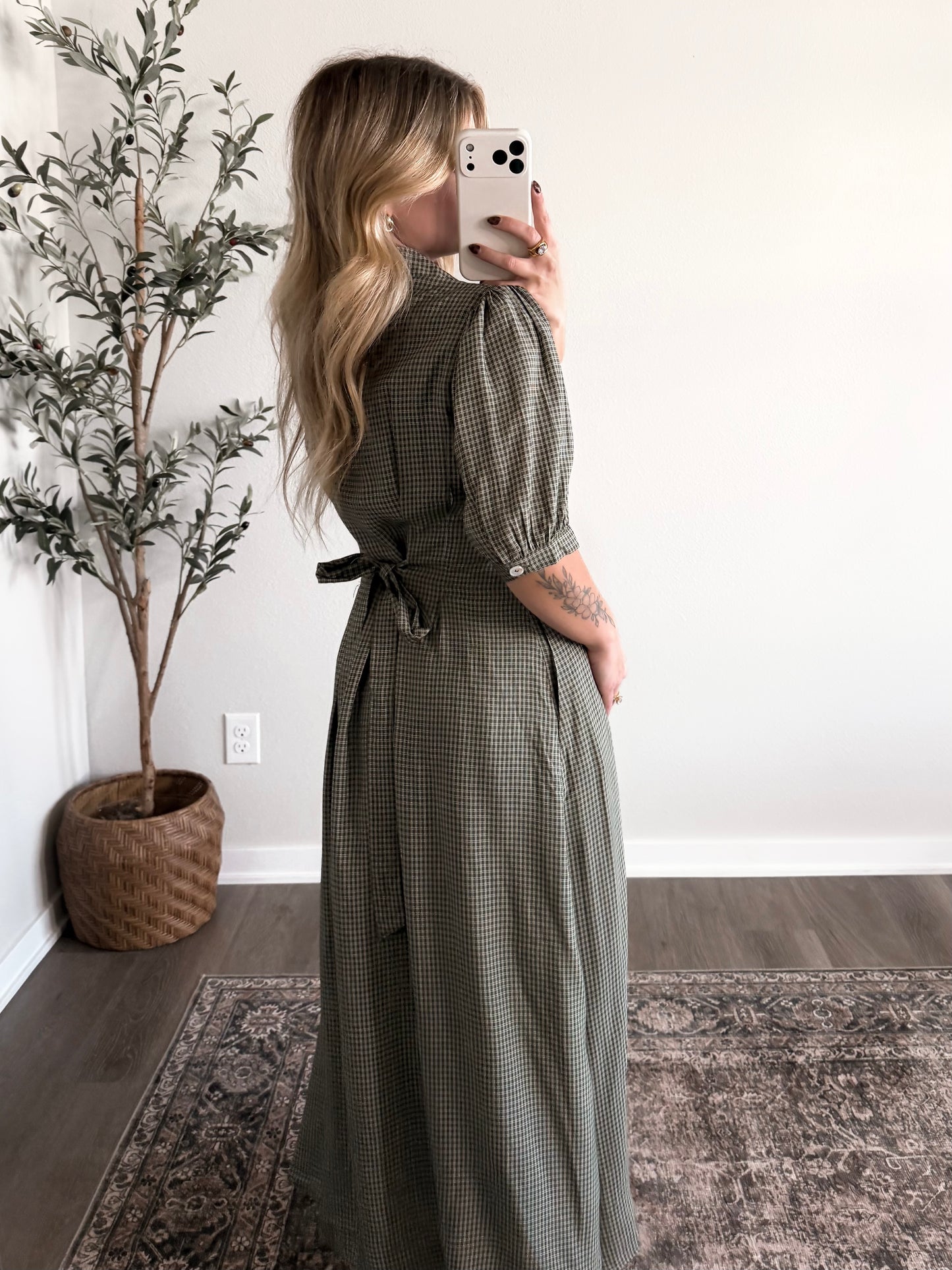 Pear Cider Gingham Maxi Dress