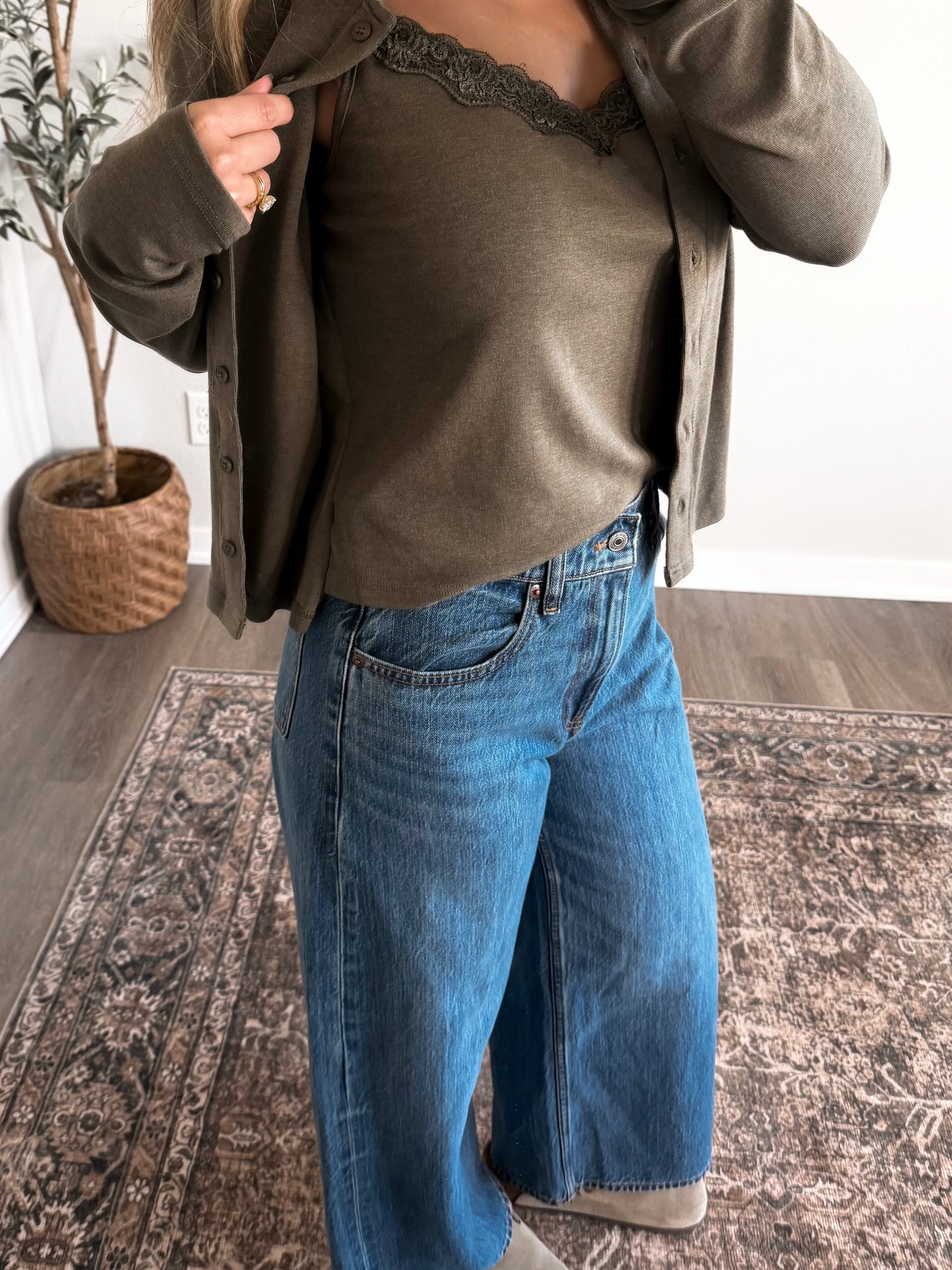 Thankful Days Lace Button Top