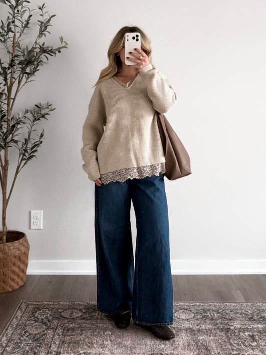 Praline Lace Knit Sweater (Final Sale)