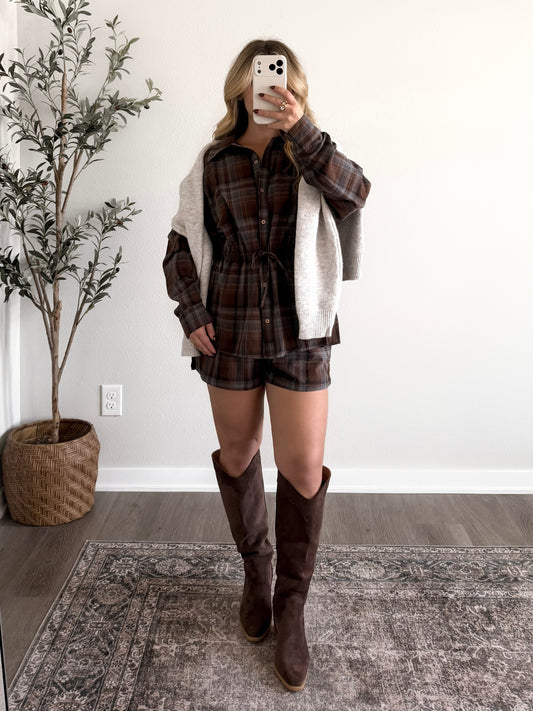 Berkshire Plaid Short Set / Brown Blue
