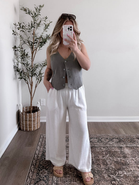 Harbor Linen Button Down Vest Final Sale