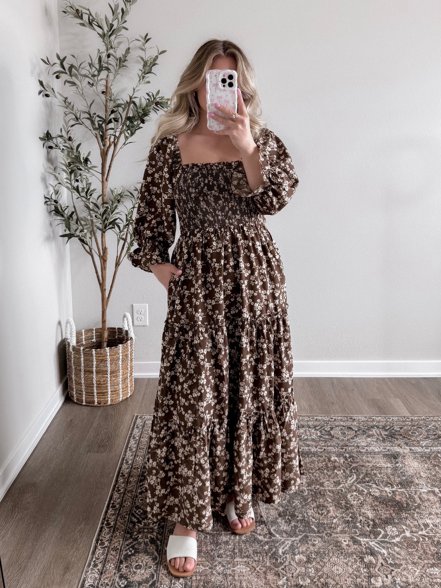 Bonnie Brown Floral Midi Dress
