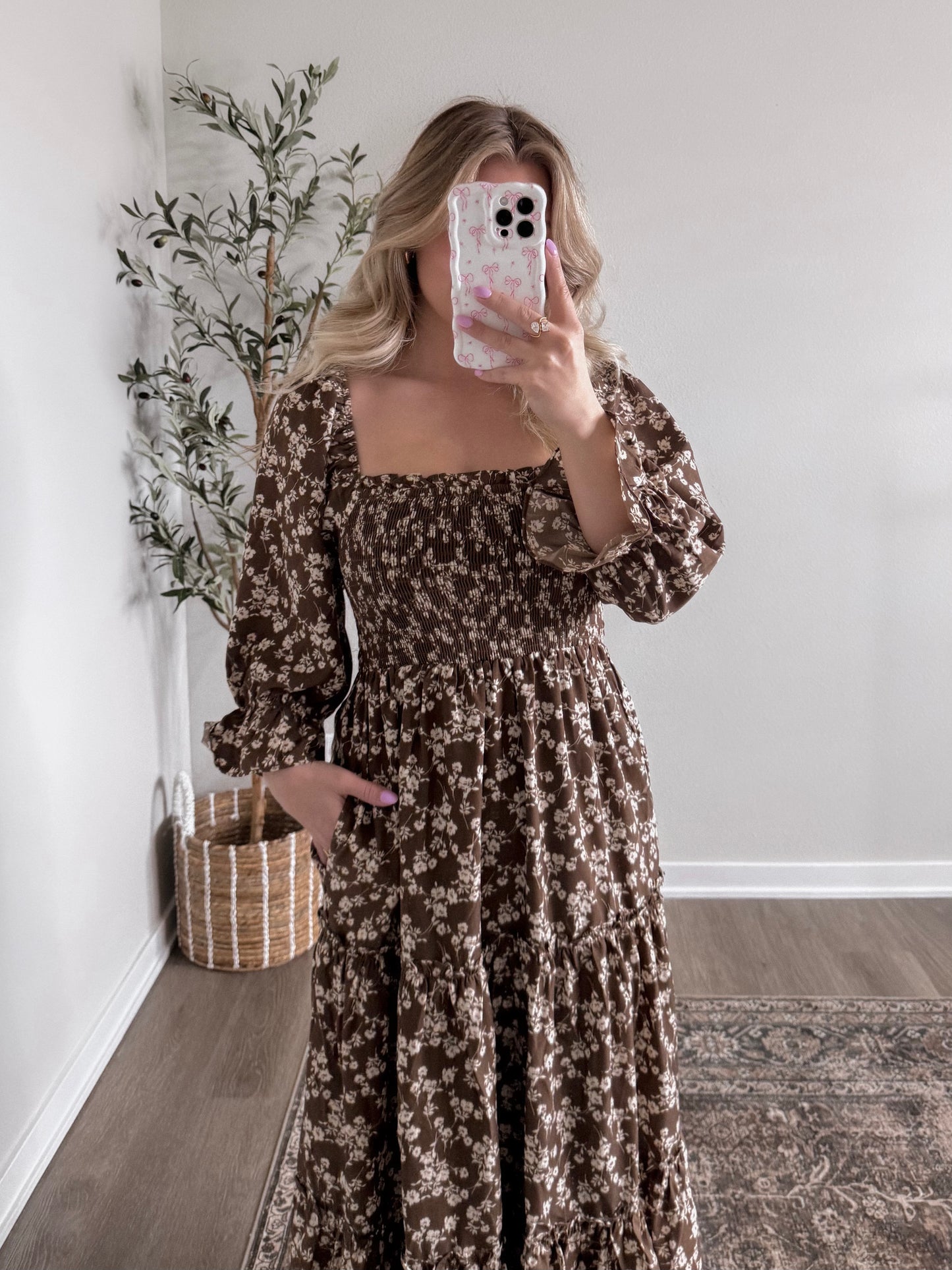 Bonnie Brown Floral Midi Dress
