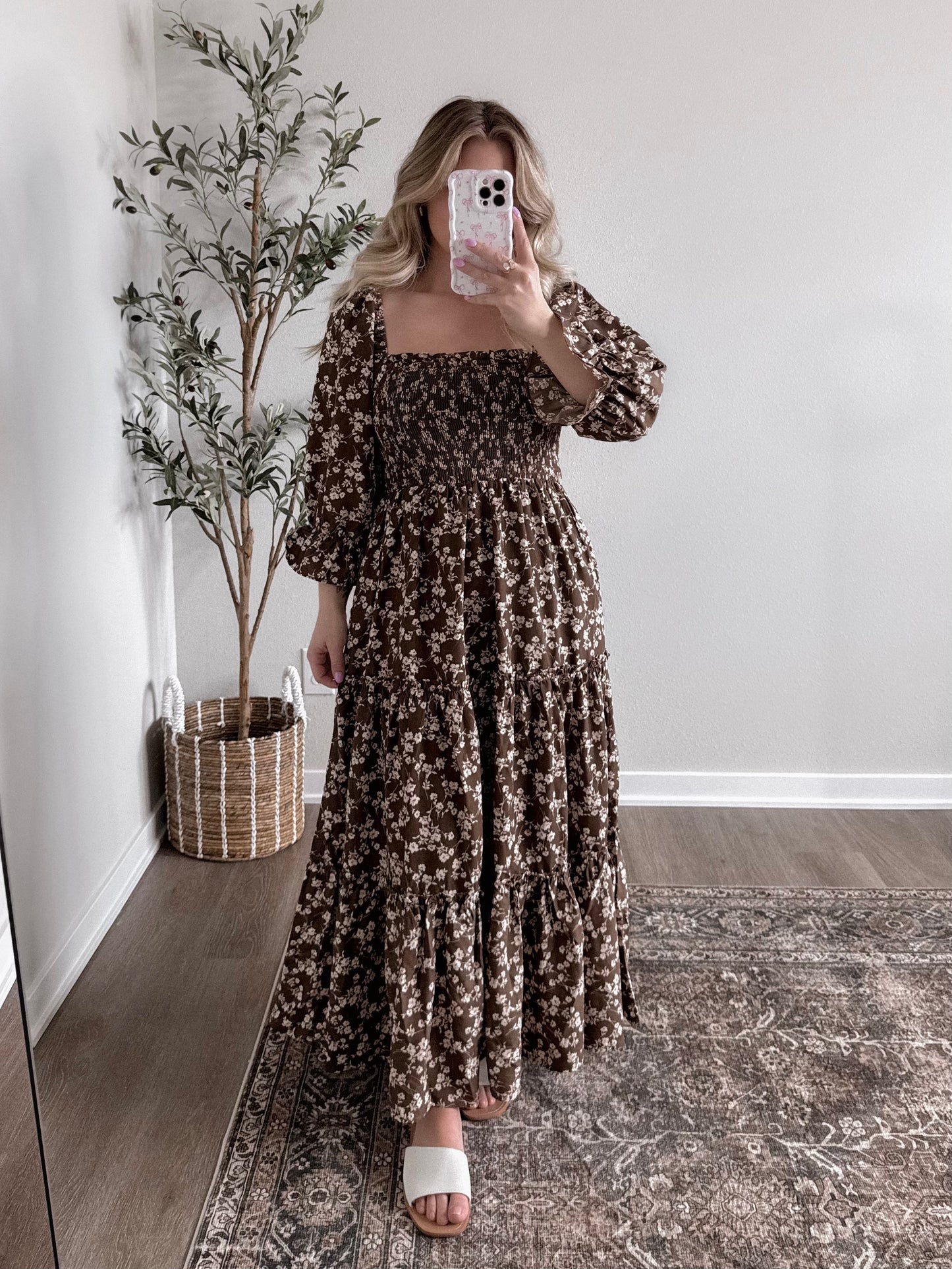 Bonnie Brown Floral Midi Dress