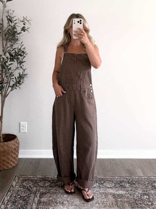 All Fall Barrel Overalls / Cocoa (Restocking Late September)