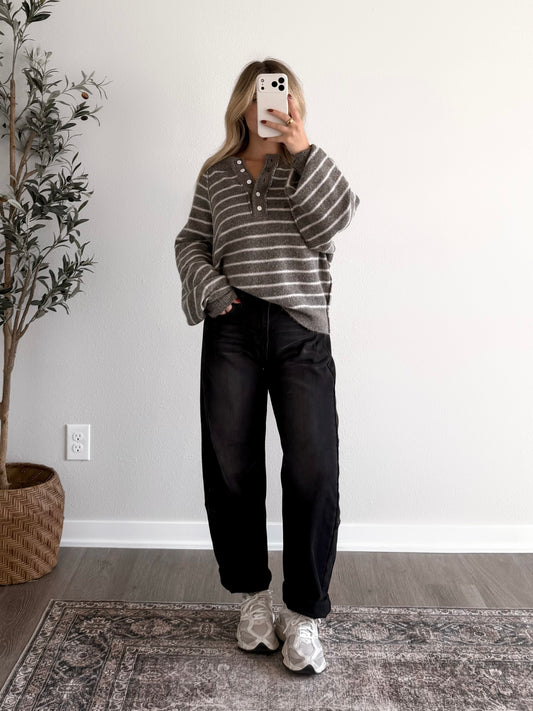 Fall Break Stripe Henley Sweater