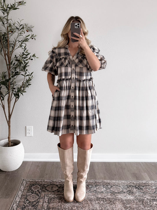 Autumn Crisp Plaid Dress