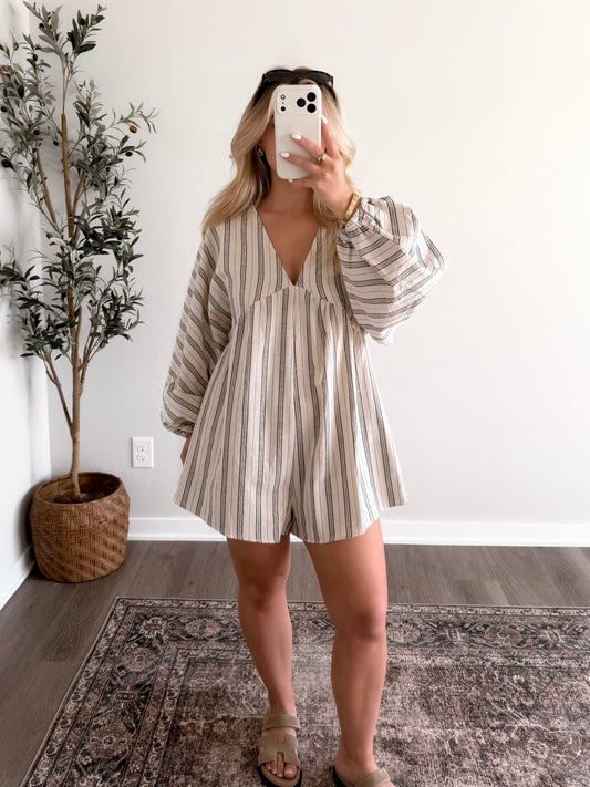 Natural Muse Striped Romper (Restocking 6.01)