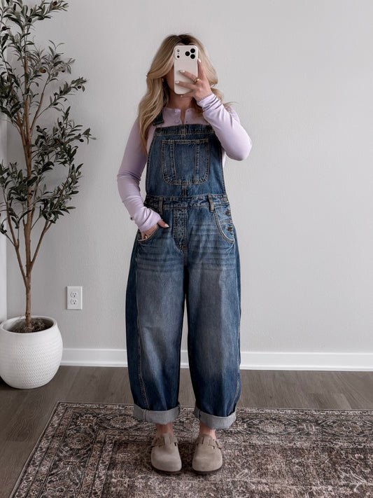 Asher Barrel Overalls / Medium Wash