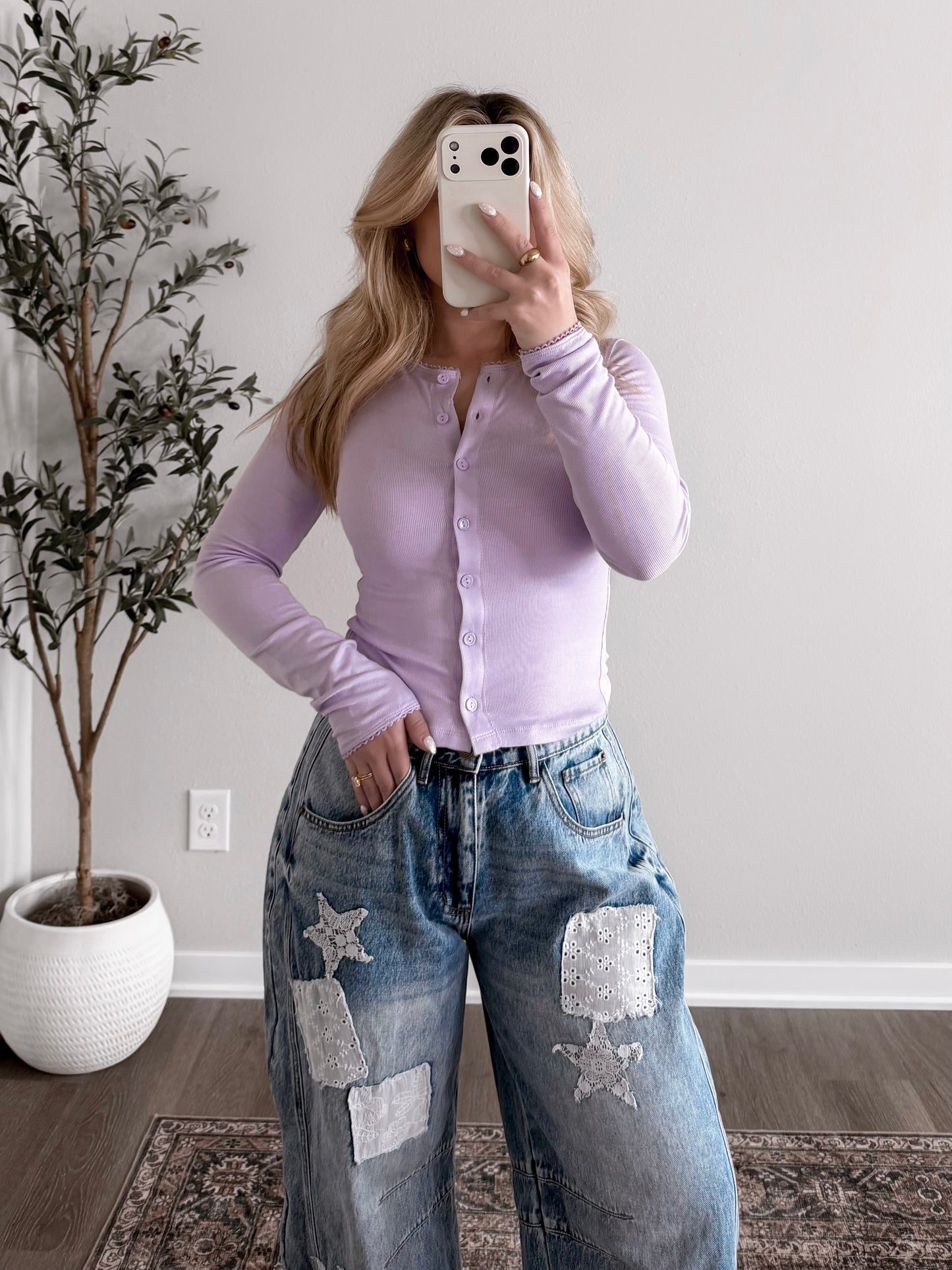 Simple Button Top / Lilac
