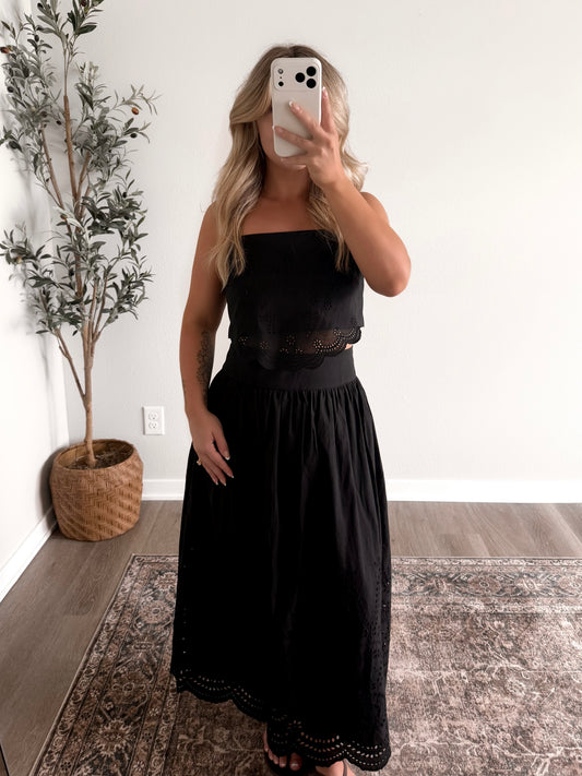 In The Details Eyelet Skirt Set
