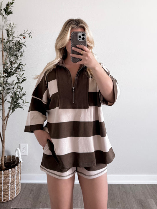 Sadie Striped Lounge Short Set