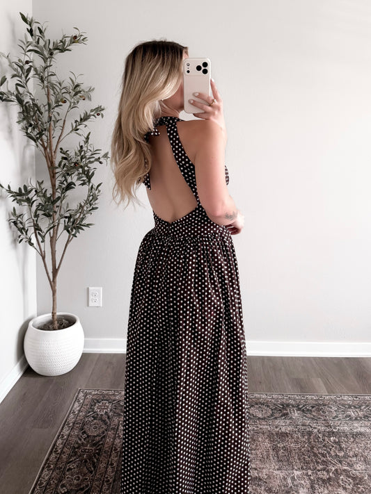 Polka Dot Breeze Maxi Dress / Brown