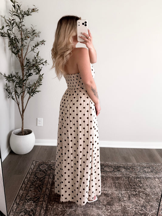 Cappuccino Kiss Dot Maxi Dress