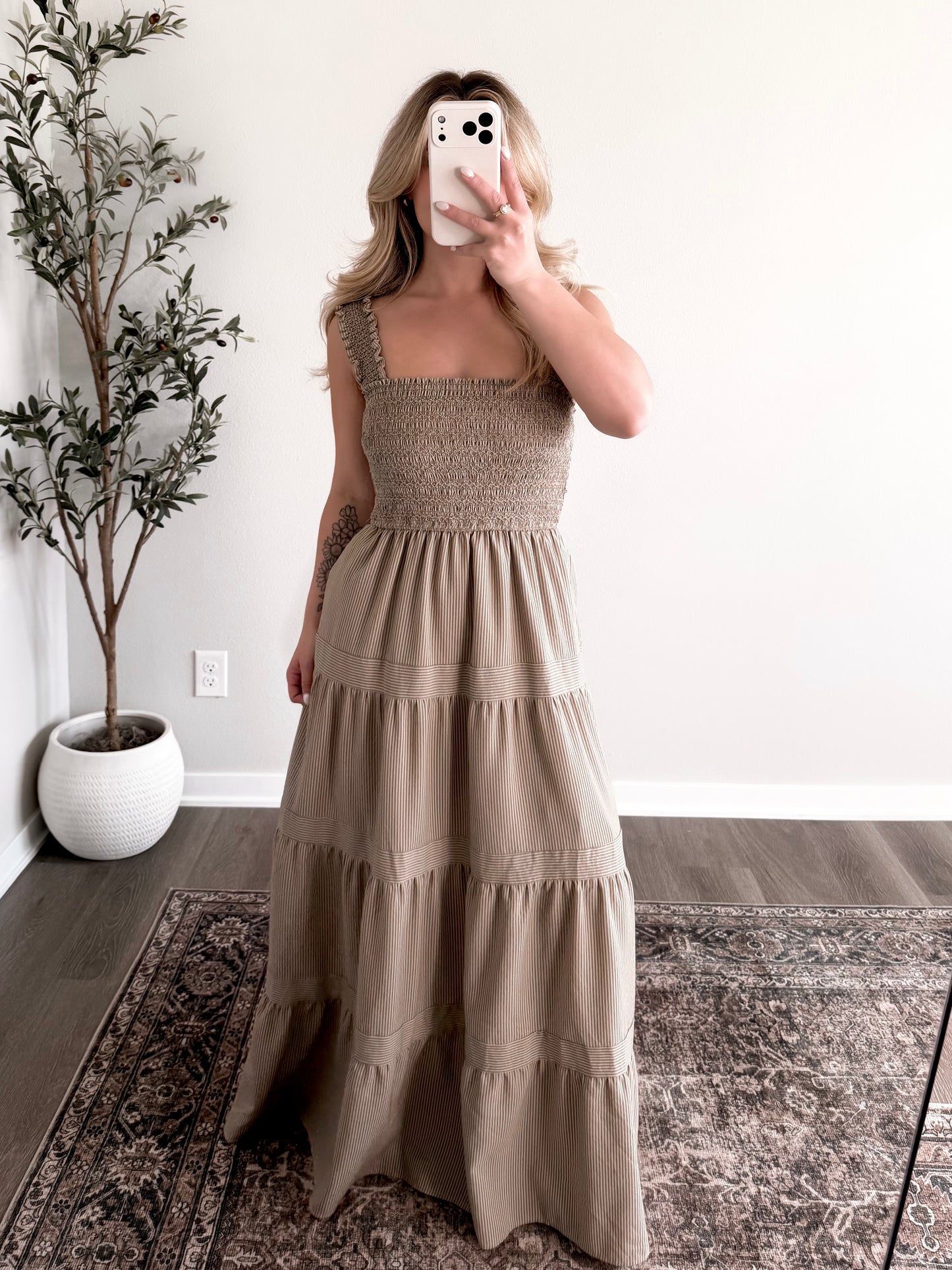 Olive Branch Striped Maxi Dress