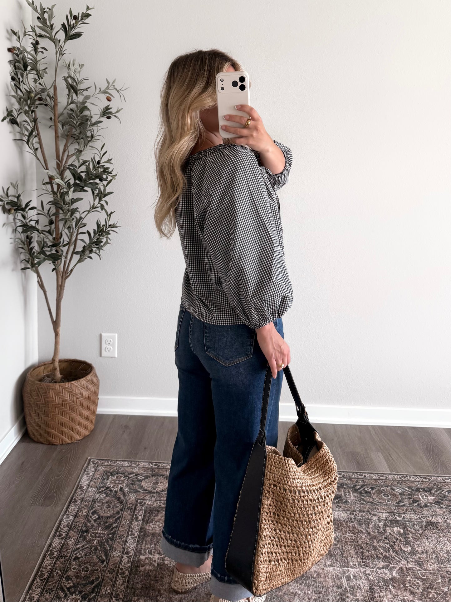 Boston Gingham Button Top