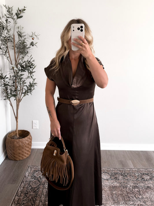 Fredericksburg Belted Satin Dress