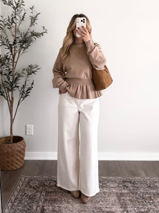 Cinnamon Bun Peplum Knit Sweater