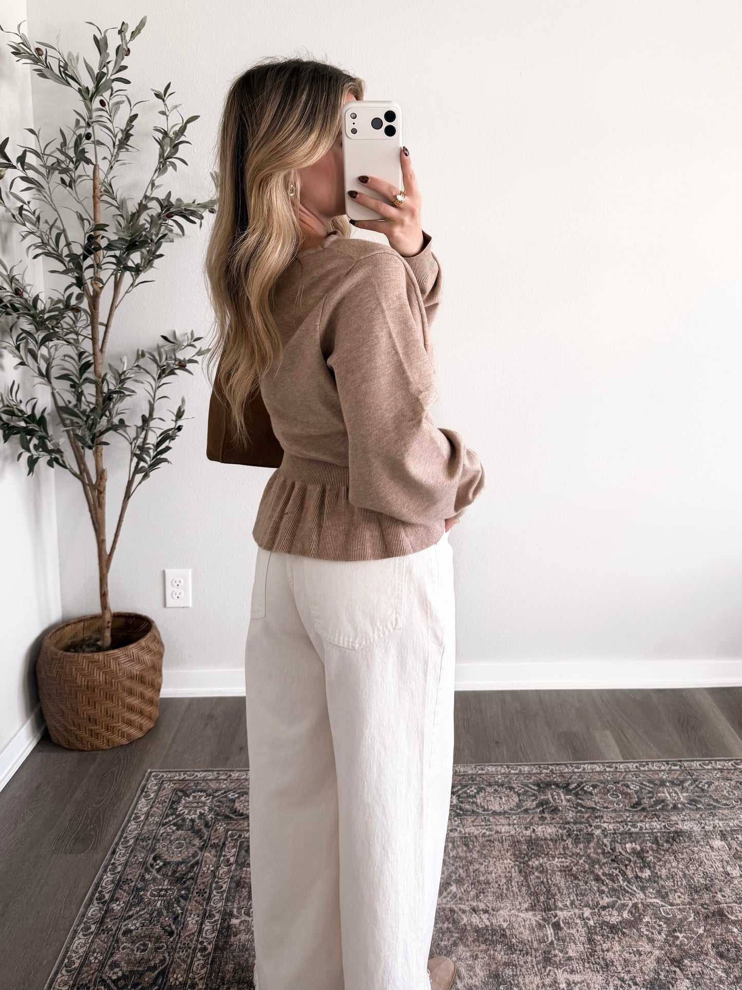 Cinnamon Bun Peplum Knit Sweater